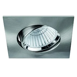 LED Einbaustrahler BAN COB, IP40, quadratisch, 350mA (exkl. BG), CRI >90, schwenkbar, 7W 3000K 640lm 40°, eisen gebürstet