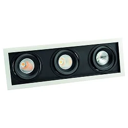 LED Einbaustrahler CORU-50K, IP20, 3-flammig, eckig, kardanisch, exkl. Leuchtmittel / Fassung / BG, weiß