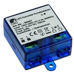 LED Kontstantstrom-Konverter, IP20, 100-240V AC / sek. 700mA, 3-12V, 3-6W, schaltbar