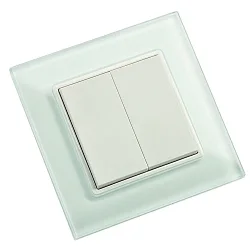 LED Taster für EnOcean Bus Systeme, IP20, 4-Kanäle, 1 Zone, Schalter- und Doseneinbau, Glasrahmen, kinetisch, weiß