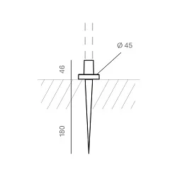 Erdspieß für LED Leuchte KLEWE STEM MINI / MAXI (Serie ELEKTRON), Ø 4.5cm / Länge 22.6cm, Edelstahl, graphitgrau