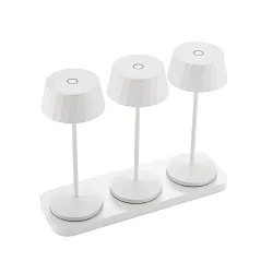 battery table lamp FACETTA down, CCT Switch, set of 3, with touch dimmer IP44, snow white dimmable
