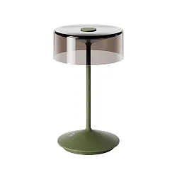 LED Akku-Glasleuchte NUMOTION, IP54, 2.2W 2200/2700K (Flex-Mood) 140/160lm, mit Touch-Dimmer, tannengrün / Rauch