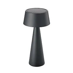 LED Akku-Tischleuchte SOLINO, IP44, mit Solar-Panel + USB-C, 3W 2700K 280lm, Touch-Dimmer 3-stufig, graphitgrau