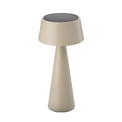Hybride LED Akku-Tischleuchte SOLINO, IP44, mit Solar-Panel + USB-C, 3W 2700K 280lm, Touch-Dimmer, neigbar, dünenbeige