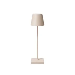 LED-Akku-Tischleuchte NUINDIE USB-C, IP54, rund, 38cm, 2.2W 2200K/2700K (FlexMood), mit Touch-Dimmer + USB-C, dünenbeige