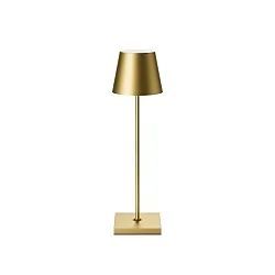 LED-Akku-Tischleuchte NUINDIE USB-C, IP54, rund, 38cm, 2.2W 2200K/2700K (FlexMood), mit Touch-Dimmer + USB-C, gold-eloxiert