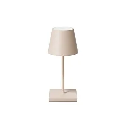 LED Akku-Tischleuchte NUINDIE MINI USB-C, IP54, rund, 25cm, 2.2W 2200K/2700K (FlexMood), mit Touch-Dimmer + USB-C, dünenbeige