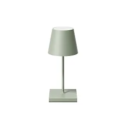 LED Akku-Tischleuchte NUINDIE MINI USB-C, IP54, rund, 25cm, 2.2W 2200K/2700K (FlexMood), mit Touch-Dimmer + USB-C, salbeigrün