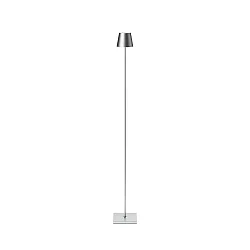 LED-Akku-Stehleuchte NUINDIE USB-C, IP54, 120cm, 2.2W 2200K/2700K (FlexMood), mit Touch-Dimmer + USB-C, silberfarben