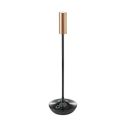 LED Akku-Tischleuchte NUCANDLE, IP54, 30cm / Ø 8.5 - 2.07cm, 3.7V, 1.6W 2700K 180lm, Touch-Dimmer, keramikschwarz / Kupfer