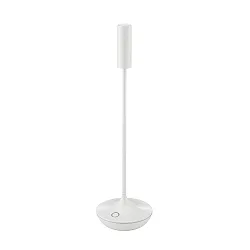 LED Akku-Tischleuchte NUCANDLE, IP54, 30cm / Ø 8.5 - 2.07cm, 3.7V, 1.6W 2700K 180lm, Touch-Dimmer, keramikweiß, glänzend