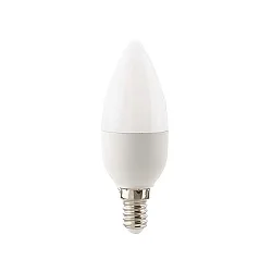 LED Kerzenlampe ECOLUX DTW, 230V, Ø 3.5cm, E14, 6W 1800-2700K 470lm 220°, Dim-To-Warm, opal