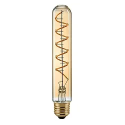 LED Deko Wendelfilament-Röhrenlampe CURVED GOLD, 230V, Ø 3.2cm /  L 18.5cm, E27, 5.5W 2000K 250lm 330°, dimmbar, Gold /  Klar