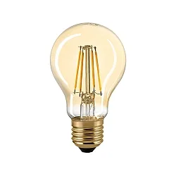 LED Filamentlampe NORMAL A60 GOLD, 230V, Ø 6cm / L 10.4cm, E27, 4.5W 2500K 420lm 300°, dimmbar, Gold / Klar
