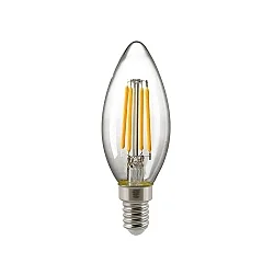 LED Filamentlampe KERZE, 230V, Ø 3.5cm / L 9.7cm, E14, 4.5W 2700K 470lm 300°, klar
