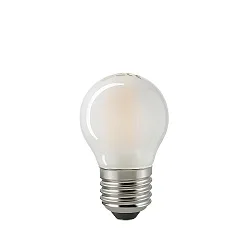 LED Filamentlampe KUGEL, 230V, Ø 4.5cm / L 7.8cm, E27, 4.5W 2700K 470lm 300°, dimmbar, matt