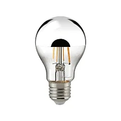 LED Filament-Kopfspiegellampe A60 Silber, E27, 7W 2700K 720lm 180°, dimmbar, klar / Silber