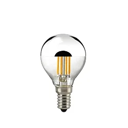 LED Filament-Kopfspiegellampe P45 Silber, E14, 4.5W 2700K 400lm 180°, dimmbar, klar / Silber