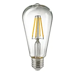 LED Filament Edisonlampe ST64, 230V, Ø 6.4cm / L 14.3cm, E27, 7W 2700K 806lm 300°, dimmbar, klar