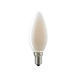 LED Filamentlampe KERZE, 230V, Ø 3.5cm / L 9.7cm, E14, 4.5W 2700K 400lm 300°, dimmbar, opal schattenfrei