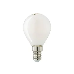 LED Filamentlampe KUGEL, 230V, Ø 4.5cm / L 8cm, E14, 4.5W 2700K 400lm 300°, dimmbar, opal schattenfrei