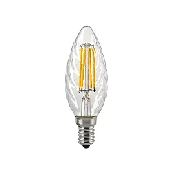 LED Filamentlampe KERZE TWISTED, 230V, Ø 3.5cm / L 9.7cm, E14, 4.5W 2700K 470lm 300°, dimmbar, klar
