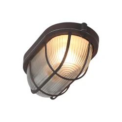 Wand- und Deckenleuchte LISANNE, IP20, oval, 21 x 10.5cm, E27, Struktur-Glas / Metall, rostbraun