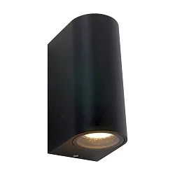 Außenwandleuchte LOGAN, IP44, Up/Down, rund, inkl. 2x GU10 LED 4W 2700K 345lm (schaltbar), Glas klar, aluminium schwarz