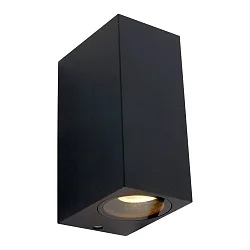 Außenwandleuchte LOGAN, IP44, Up/Down, eckig, inkl. 2x GU10 LED 4W 2700K 345lm (schaltbar), Glas klar, aluminium schwarz