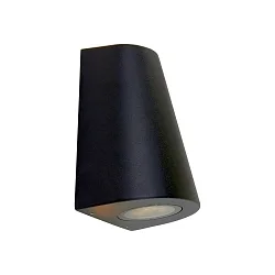 Außenwandleuchte LOGAN, IP44, Up/Down, konisch, inkl. 2x GU10 LED 4W 2700K 345lm (schaltbar), aluminium schwarz / Glas klar