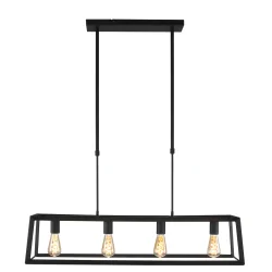 Pendelleuchte BUCKLEY, 4-flammig, 100cm, 4x E27, Höhe verstellbar, Schwarz matt