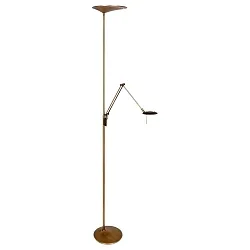 LED Deckenfluter ZODIAC, inkl. Leseleuchte mit Gelenkarm, 25+6W 2700K 2200+700lm, mit Touch-Dimmer, bronze
