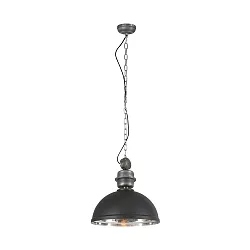 Pendelleuchte GAEVE, E27, schwarz matt / Metall gebürstet / Reflektor glänzend, Ø 50cm