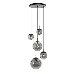 pendant luminaire BOLLIQUE 5 flames, round E27 IP20, black matt dimmable