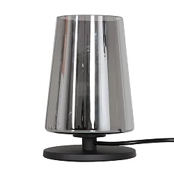 Tischleuchte ANCILLA, konisch, Ø 14.5cm, E27, mit Touch-Dimmer, schwarz matt / Rauchglas