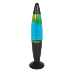 Lavalampe VOLCANO, konisch, inkl. E14, 25W 2700K 200lm, Wasser blau / Lava grün, mit Schnurschalter, schwarz matt