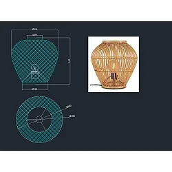 Tischleuchte MAZE, Ø 30cm, E27, Metall /  Bambus, naturbraun /  schwarz
