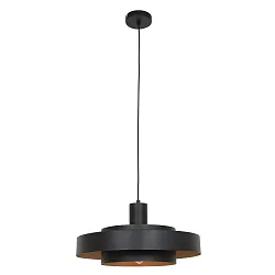 Pendelleuchte FLINTER, Ø 50cm, zylindrisch, schwarz matt / innen gold