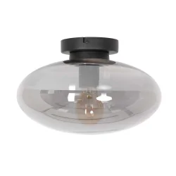 Deckenleuchte REFLEXION Ø 30cm, Höhe 19,5cm, 1xE27, IP20, oval, dimmbar, schwarz, rauch