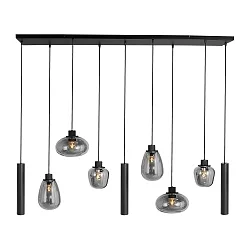 LED Pendelleuchte REFLEXION, 9-flammig, GU10 + E27, 4,9W, IP20, dimmbar, schwarz matt