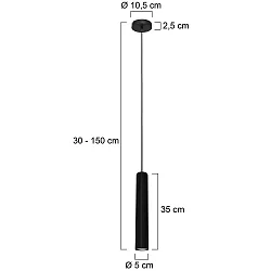 Pendelleuchte TUBEL inkl. 1 x GU10 , 4,9W, 2200-2700K, 480lm, IP20, CRI>80, dimmbar, schwarz