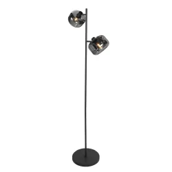 Stehleuchte TENEBRIS, 2-flammig, E14, IP20, schwarz/rauchglas