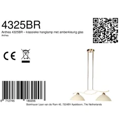 Pendelleuchte ANTHEA, 2-flammig, E27, IP20, bronze/creme
