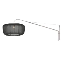 Wandleuchte VELA LINO, 1-flammig, E27, IP20, stahl / Schirm schwarz