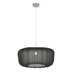 Pendelleuchte VELA LINO, 1-flammig, E27, IP20, stahl / Schirm schwarz