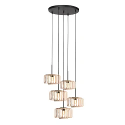 pendant luminaire BREEZA BEACH 5 flames E27 IP20, black dimmable