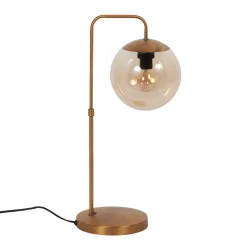 Tischleuchte BOLLIQUE, 1-flammig, E14, IP20, bronze / Glas messing/bernstein