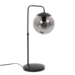 Tischleuchte BOLLIQUE, 1-flammig, E14, IP20, schwarz / Glas schwarz/rauchfarben