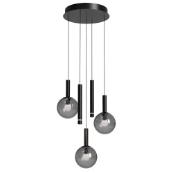 LED Pendelleuchte VOLARI, 5-flammig, 5×5W, 2300-2700K, 5×500lm, IP20, schwarz